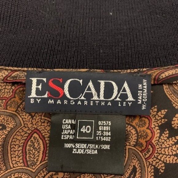 Escada Paisley Silk Blouse Size 10 - Picture 3 of 3